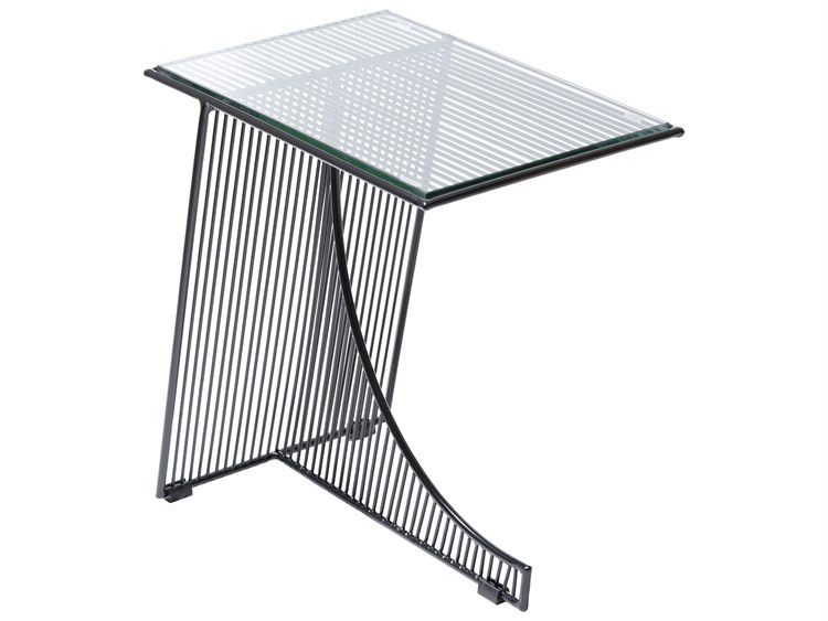 Bend Goods Outdoor Eclipse Galvanized Iron Black Rectangular End Table