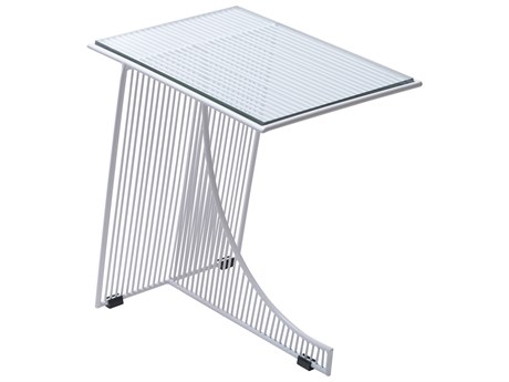 Bend Goods Outdoor Eclipse Galvanized Iron White 18.75''W x 12.75'D Rectangular End Table
