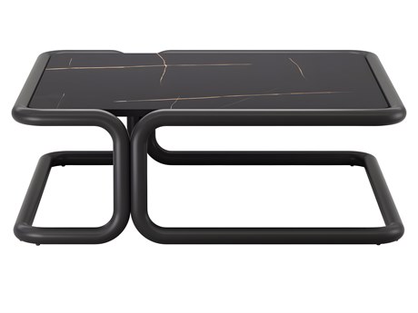 Bend Goods Outdoor Tube Aluminum 40" Square Coffee Table in Black