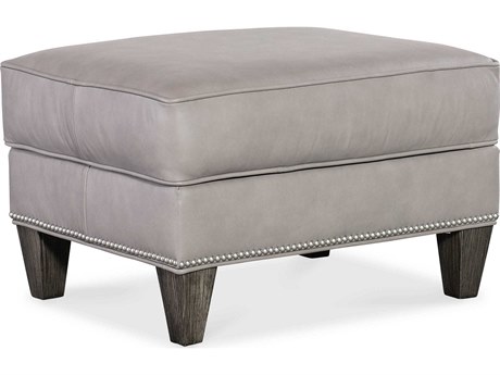 Bradington Young Christopher Cement Gray Leather Ottoman