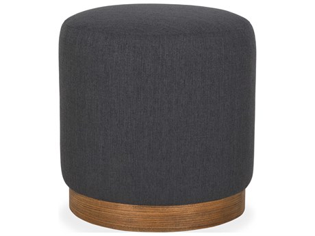 Brownstone Arden Coal Crypton Teak Plinth Brown Upholstered Gray Accent Stool