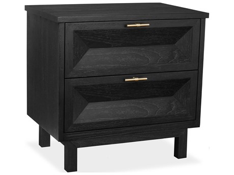 Brownstone Chambers 2-Drawers Black Teak Wood Nightstand