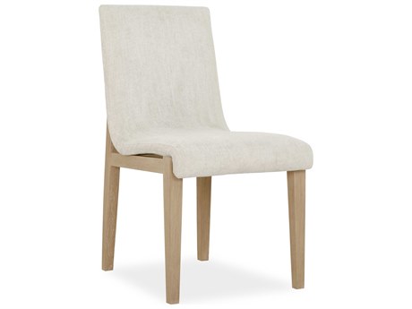 Brownstone Cavallini Teak Wood White Upholstered Side Dining Chair