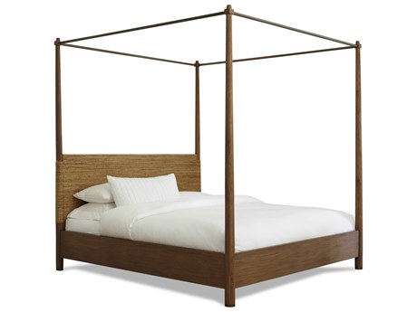 Brownstone Gemma Brown Teak Wood Queen Canopy Bed