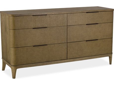 Brownstone Hayes 6-Drawers Brown Oak Wood Double Dresser