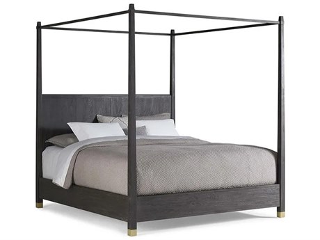 Brownstone Palmer Mink Black Teak Wood Queen Canopy Bed