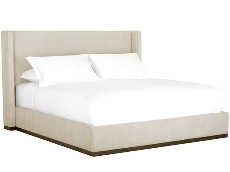 Brownstone Simona Beach Nutmeg White Teak Wood Upholstered Queen Platform Bed