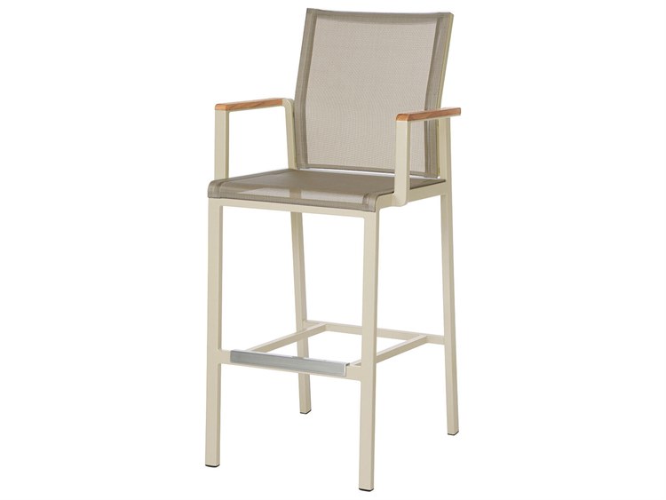 Barlow Tyrie Aura Bar Stool - Champagne Aluminum - Titanium Textilene Sling