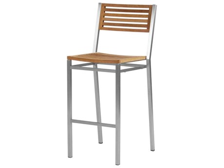 Barlow Tyrie Equinox Bar Stool - Natural Teak - Stainless Steel