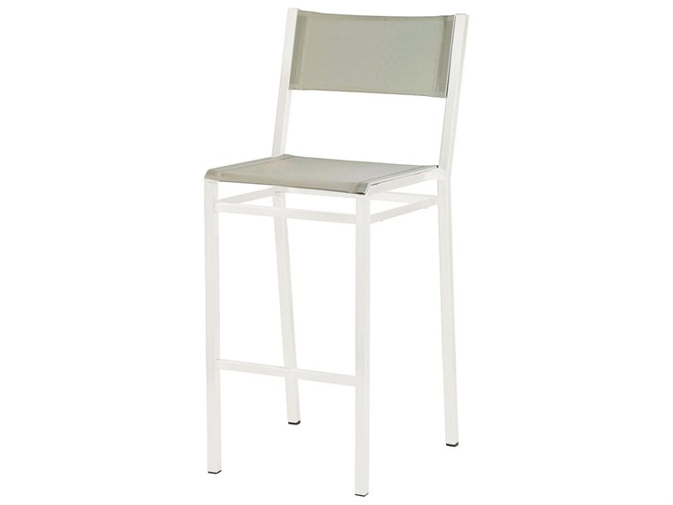 Barlow Tyrie Equinox Bar Stool - Arctic White Powder-Coated Stainless Steel - Seagull Sunbrella Sling