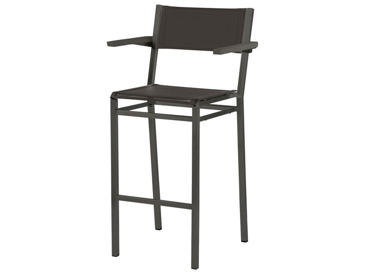 Barlow Tyrie Equinox Bar Stool - Graphite Powder-Coated Stainless Steel Frame - Carbon Sunbrella Sling