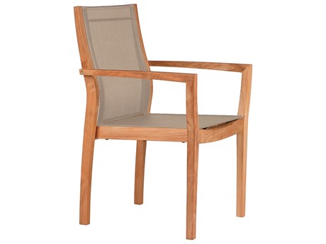 Barlow Tyrie Horizon Dining Arm Chair - Natural Teak Frame - Titanium Textilene Sling