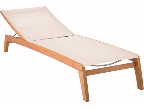 Barlow Tyrie Horizon Lounger - Natural Teak Frame - Pearl Textilene Sling