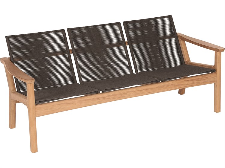 Barlow Tyrie Monterey Deep Seating Three-Seater Sofa - Natural Teak Frame - Brown Braided Cord