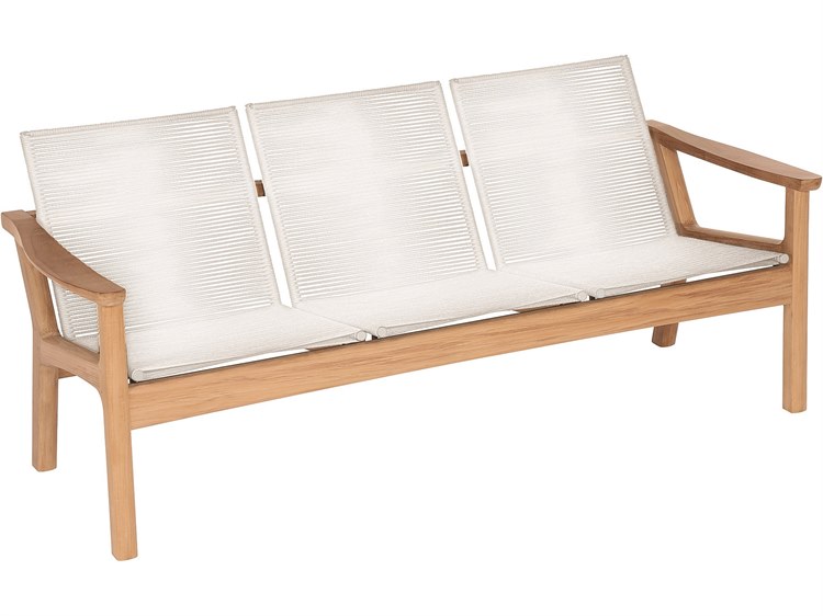 Barlow Tyrie Monterey Deep Seating Three-Seater Sofa - Natural Teak Frame - Chalk Braided Cord