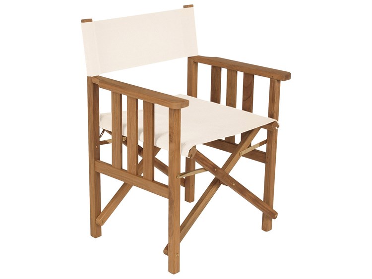 Barlow Tyrie Safari Armchair - White Sand Sunbrella Sling - Natural Teak Frame