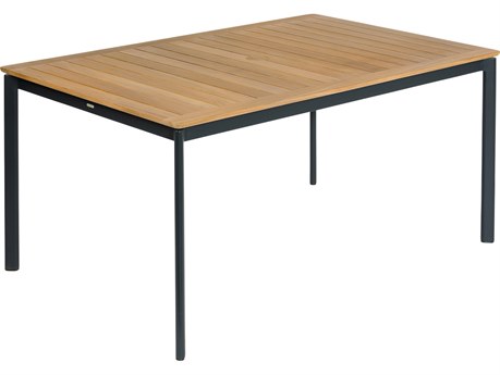 Barlow Tyrie Around Dining Table Forge Grey Powder-Coated Aluminum Natural Teak 61" Wide