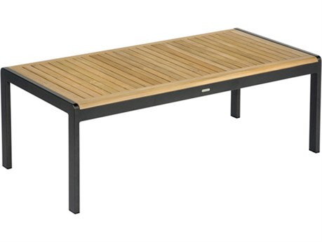 Barlow Tyrie Aura Coffee Table Graphite Powder-Coated Aluminum Natural Teak