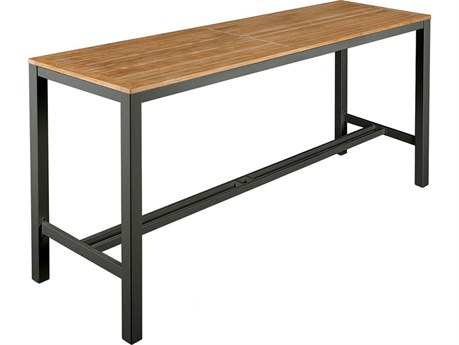 Barlow Tyrie Aura Bar Table Graphite Powder-Coated Aluminum Natural Teak 79"W x 28"D x 41"H
