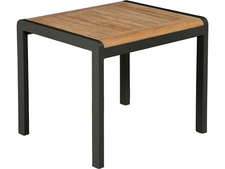 Barlow Tyrie Aura Side Table Graphite Powder-Coated Aluminum Natural Teak