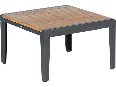 Barlow Tyrie Aura Square Coffee Table - Graphite Powder-Coated Aluminum - Natural Teak