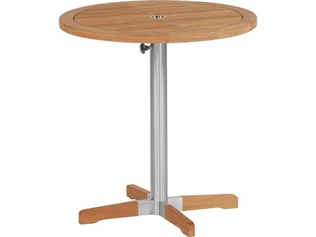 Barlow Tyrie Equinox Bistro Table Stainless Steel Natural Teak 26"W x 26"D 28"H