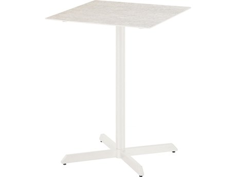 Barlow Tyrie Equinox Pedestal Bar Table Arctic White Powder-Coated Stainless Steel Frost Ceramic
