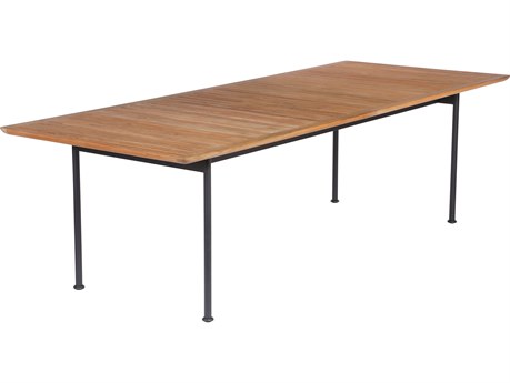 Barlow Tyrie Layout Dining Table Forge Grey Powder-Coated Stainless Steel Natural Teak 101"W x 39"D x 29"H