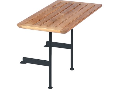 Barlow Tyrie Layout Side Table Forge Grey Powder-Coated Stainless Steel Natural Teak