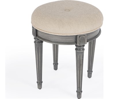 Butler Bernadette Powder Gray Upholstered Vanity Stool