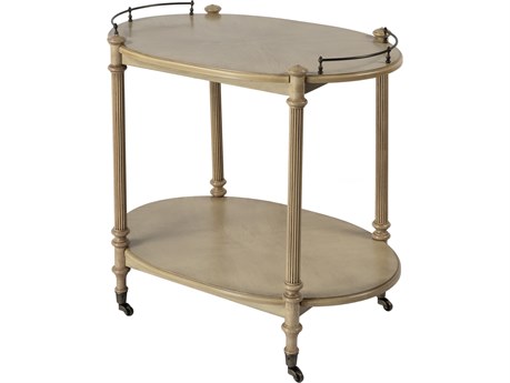 Butler Kathleen Wood Antique Beige Bar Cart