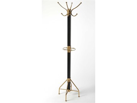 Butler Logan Square Rubbed Black Coat Rack with Umbrella Holder