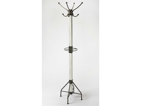 Butler Logan Square White Coat Rack with Umbrella Holder