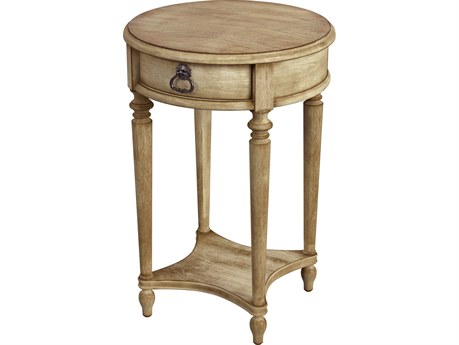 Butler Jules Round Wood Antique Beige End Table
