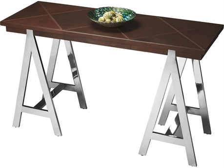 Butler Maxim Rectangular Wood Nickel Console Table