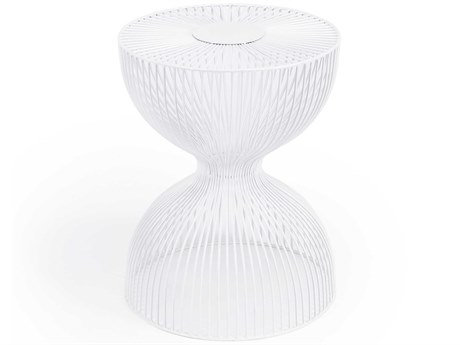 Butler Nicholas Round Metal White End Table