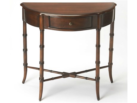Butler Skilling Demilune Wood Cherry Console Table