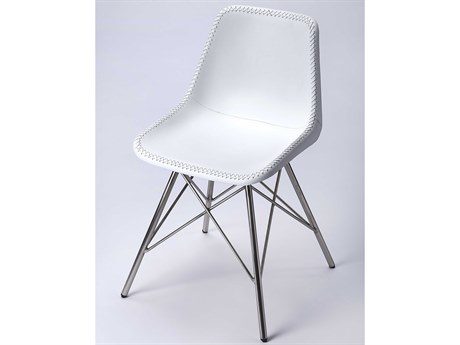 Butler Inland White Leather Armless Dining Chair