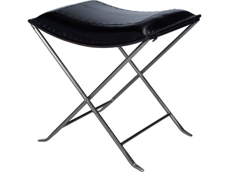 Butler Melton Black Leather Accent Stool