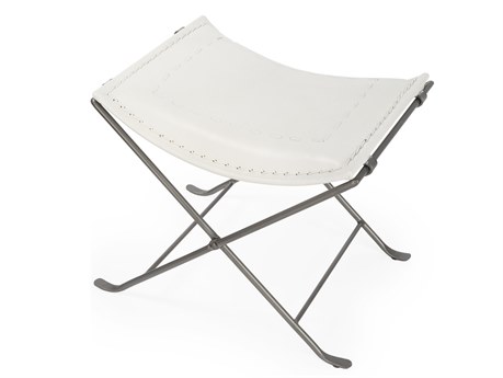 Butler Melton White Leather Accent Stool