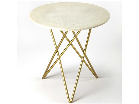 Butler Quantum Round Marble & Metal End Table