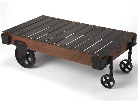 Butler Chesterfield Rectangular Wood Industrial Chic Coffee Table