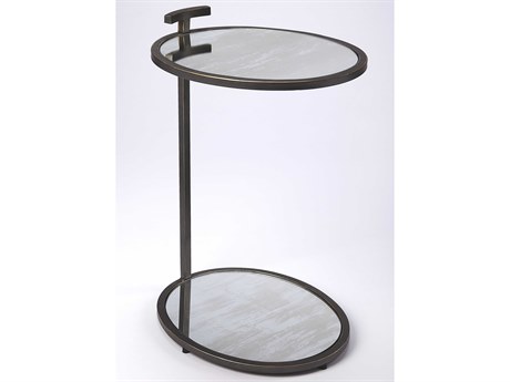 Butler Ciro Oval Mirror Blackened Gold End Table
