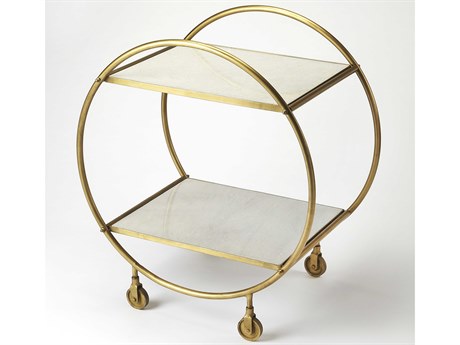 Butler Orian Gold Marble And Metal Bar Cart