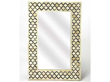 Butler Yasmin Black Bone Inlay Rectangular Wall Mirror