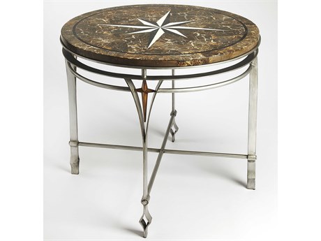 Butler Regina Round Stone Metalworks Console Table