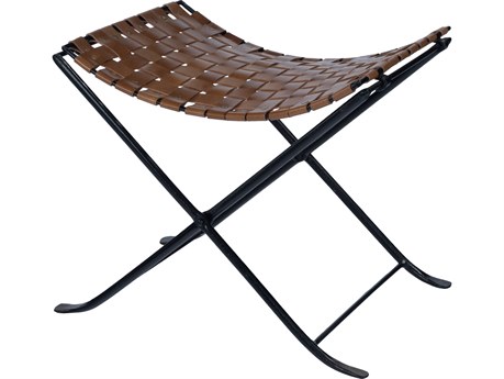 Butler Karma Brown Leather Accent Stool