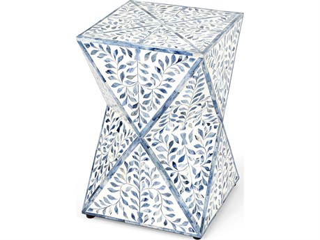 Butler Trubadur Square Wood Blue And White Bone End Table