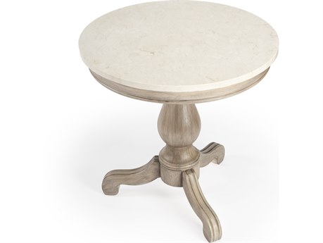 Butler Danielle Round Marble Sandalwood Beige End Table