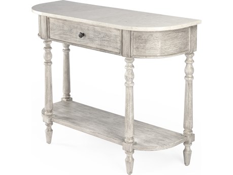 Butler Danielle Demilune Marble Rustic Gray Console Table